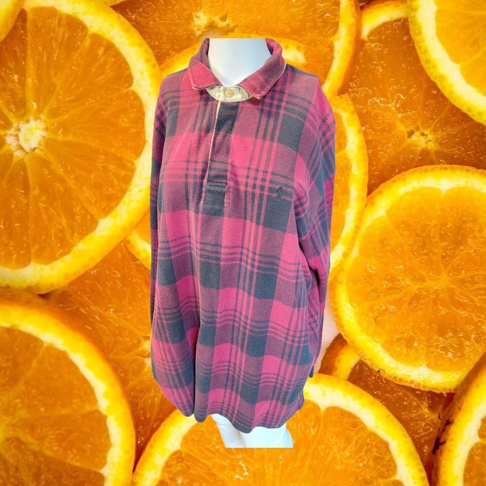 Polo Ralph Lauren Red Navy Plaid Rugby Shirt Long Sleeve  XL Relaxed Fit‎